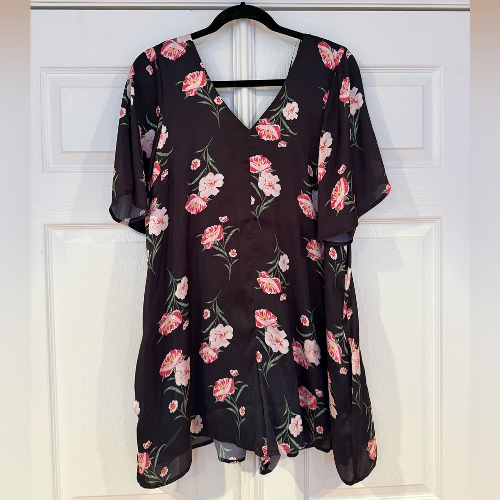 Chelsea28 Silky Black Floral Romper